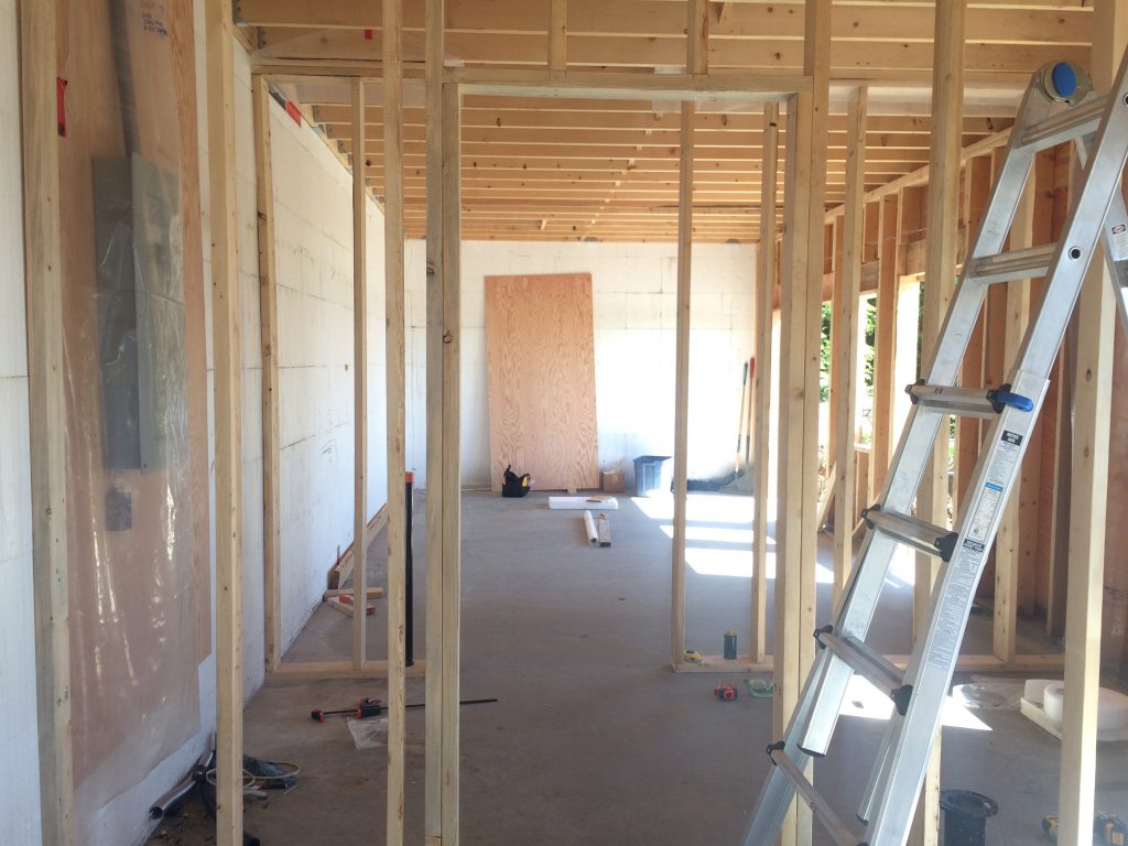 interior walls framed